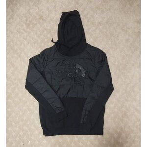 The North Face Women's S Hoodie Black Hybrid Quilted Fleece Big Logo